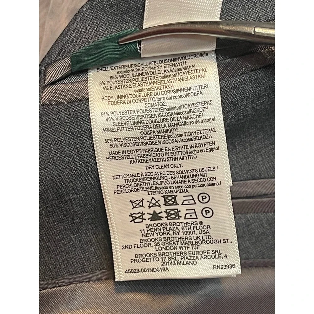 NWT B by‎ Brooks Brothers Gray Two Button Wool Blazer Jacket 42S 45023-001ND018A